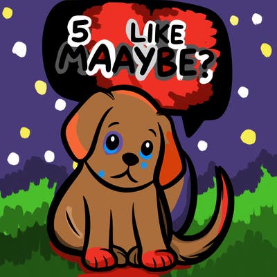 a puppy that says 5 like maybe