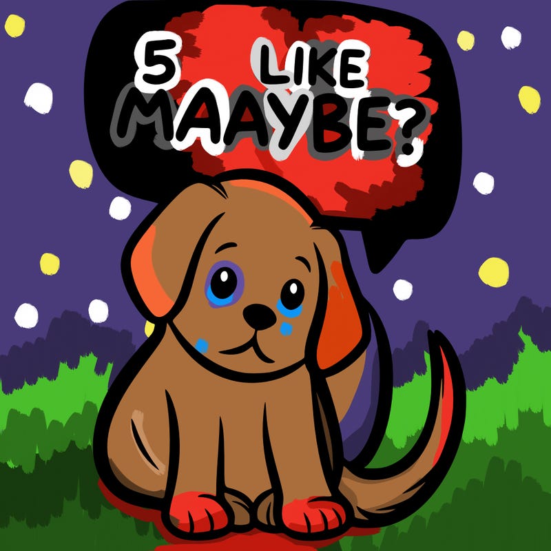 a puppy that says 5 like maybe