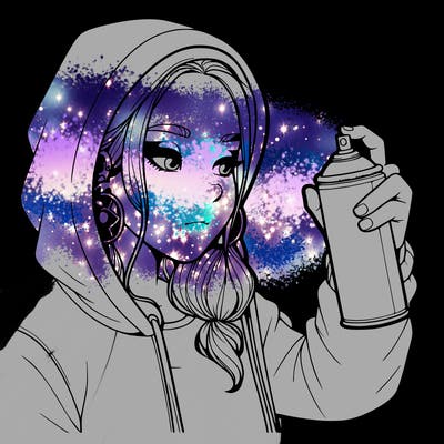 a realistic girl, spray painting