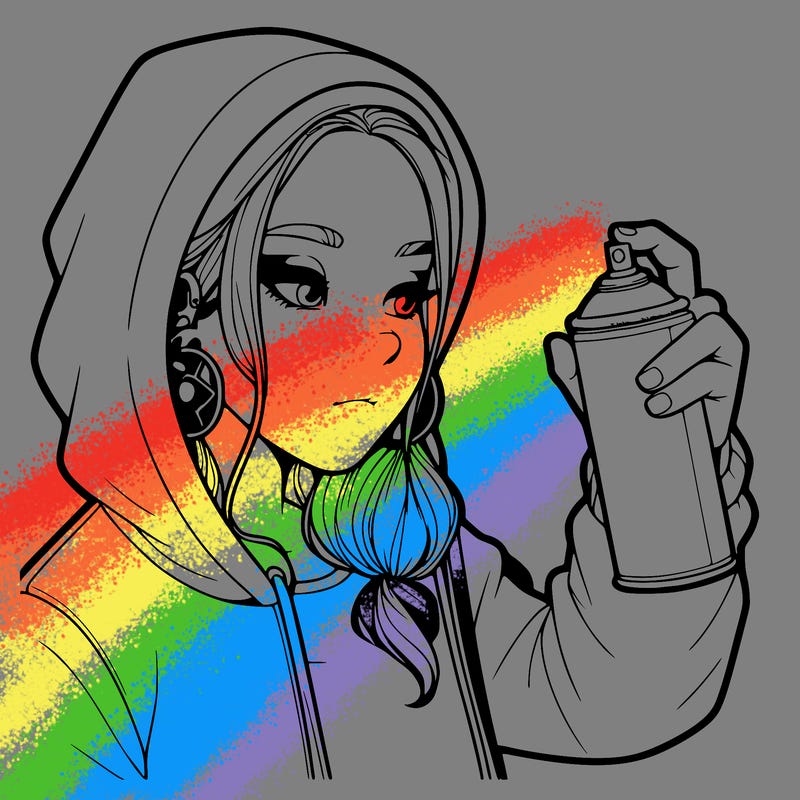 a realistic girl, spray painting