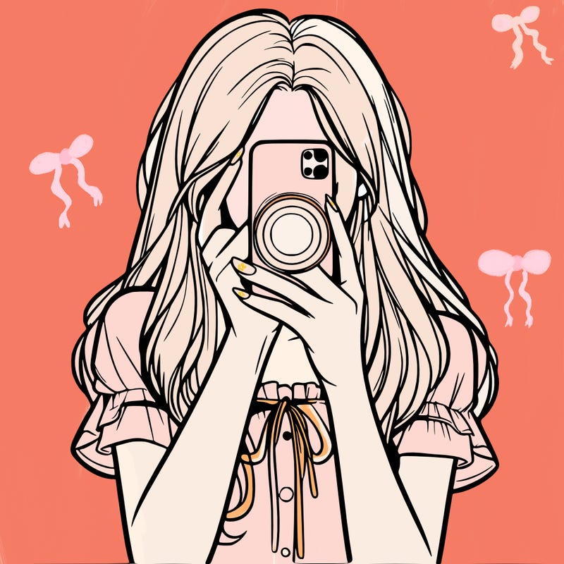 a realistic girl holding her phone taking pictures