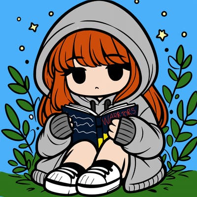 girl in oversized hoodie reading a book