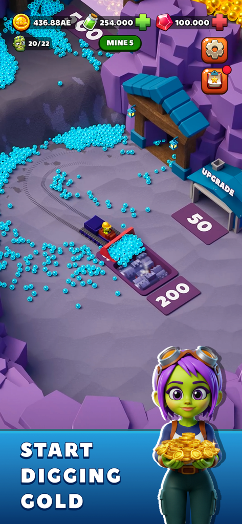 A stylized zombie character holding gold coins in the Idle Zombie Miner game