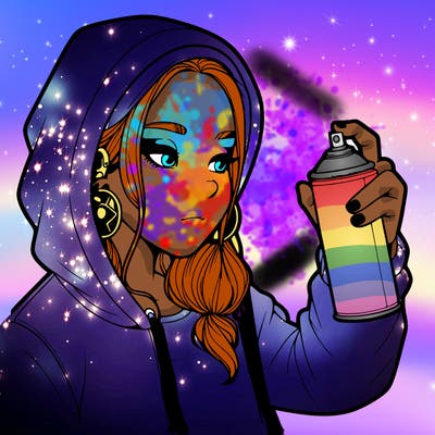 a realistic girl, spray painting