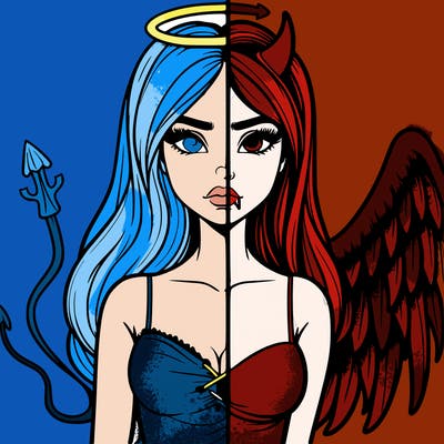 devil vs angel realistic girl