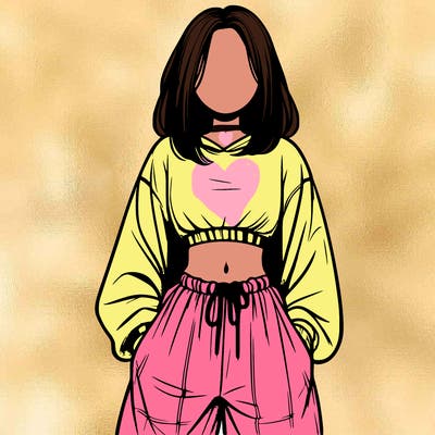 realistic girl faceless with baggy pants and a crop top