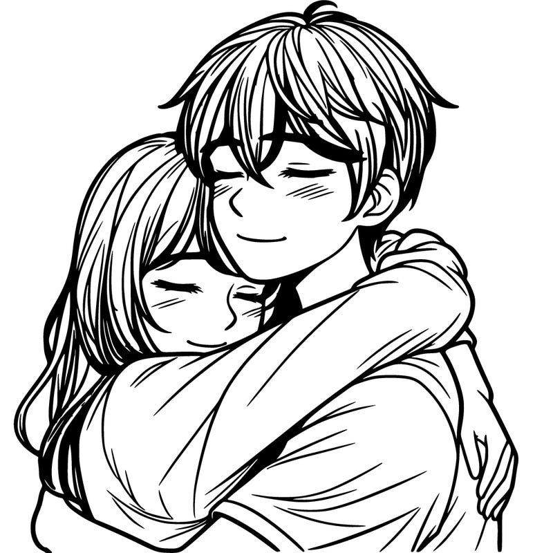two people hugging, realistic