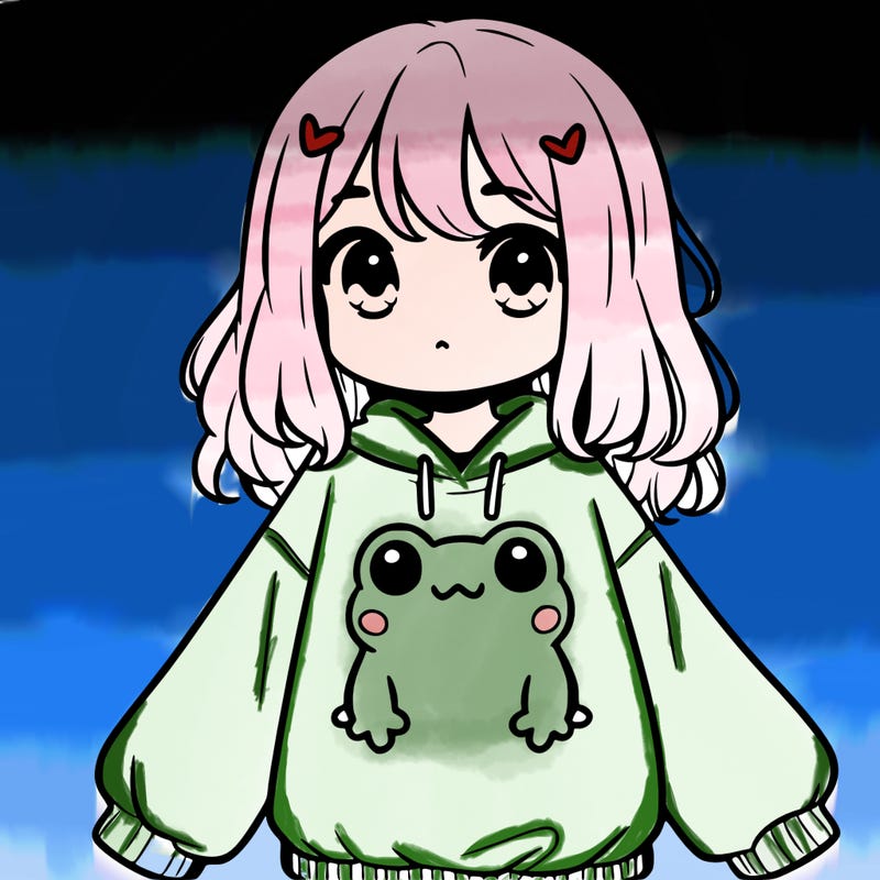 girl wearing frogging sweatshirt