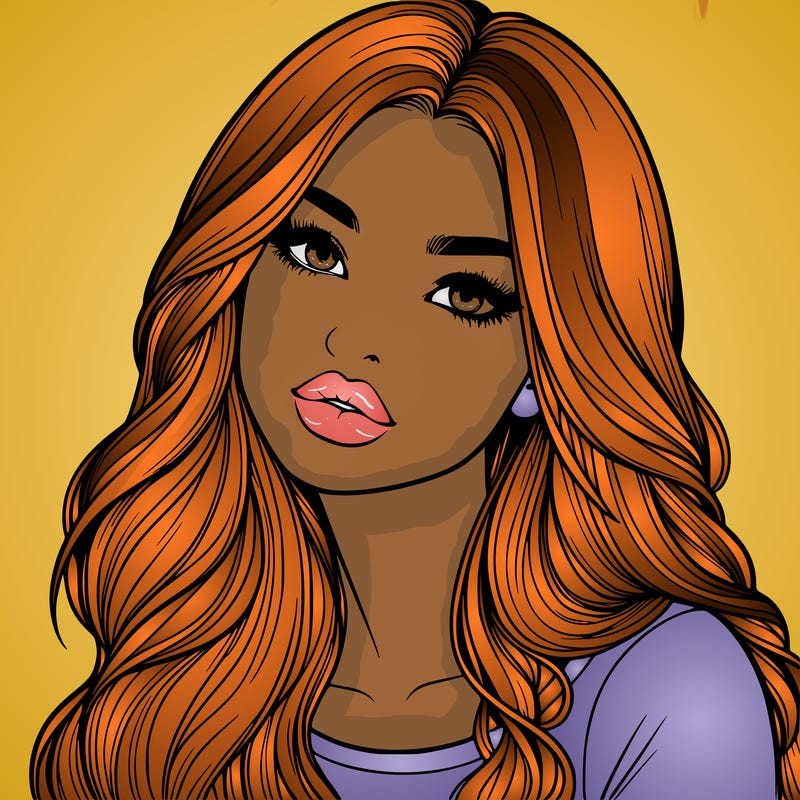 realistic girl with hair on her hair and lips