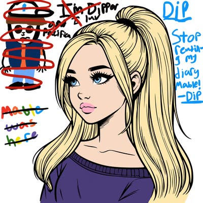realistic girl with a high ponytail