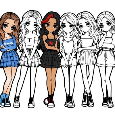 a group of girls realistic