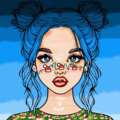 realistic girl with two buns in hair and lips