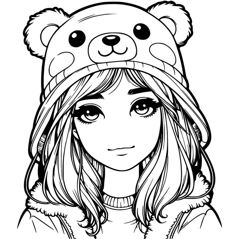 realistic girl with bear hat