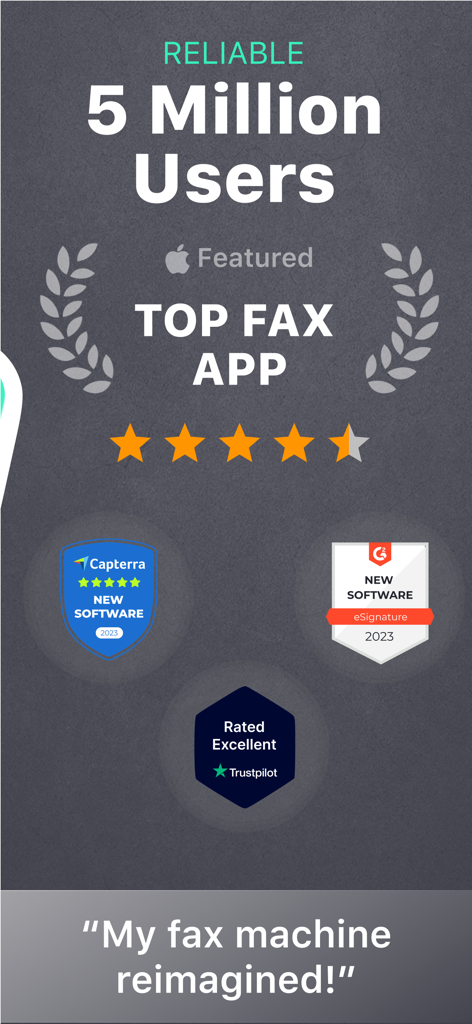 Reliable fax app for iPhone with 5 million users and excellent ratings from Trustpilot Capterra and G2