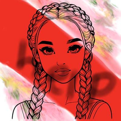 realistic girl with braids