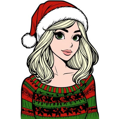 realistic lady in a christmas sweater
