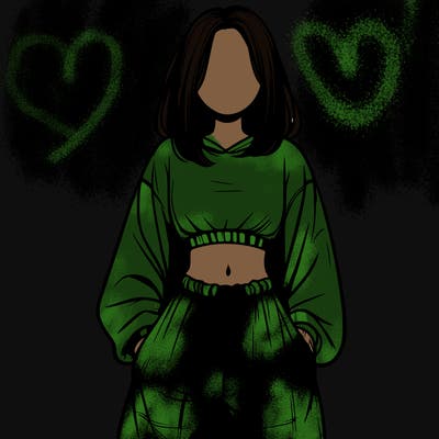 realistic girl faceless with baggy pants and a crop top