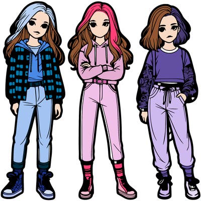 three realistic girls