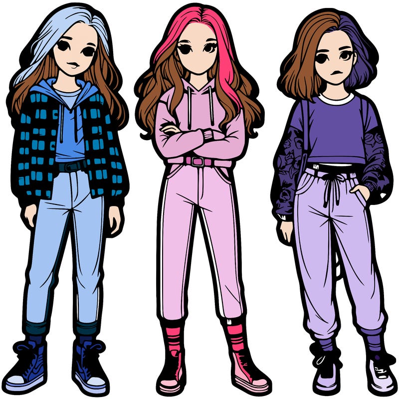 three realistic girls