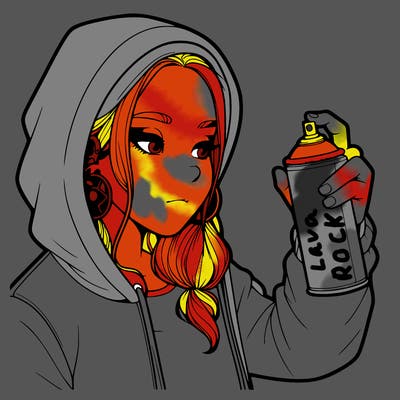 a realistic girl, spray painting