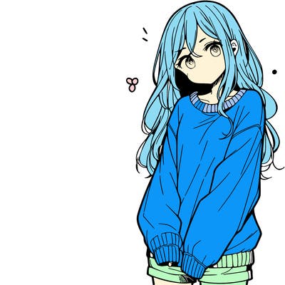 manga teen girl  in a sweater and baggy pants