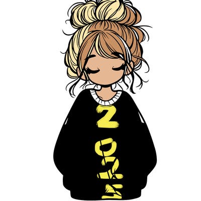 girl with baggy sweatshirt and messy bun