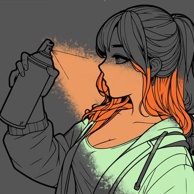 a realistic girl spray, painting