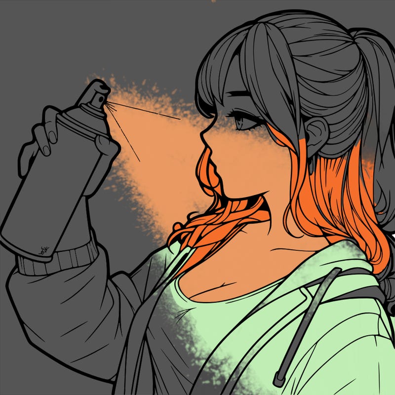 a realistic girl spray, painting