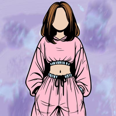 realistic girl faceless with baggy pants and a crop top