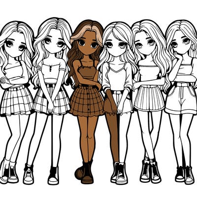 a group of girls realistic