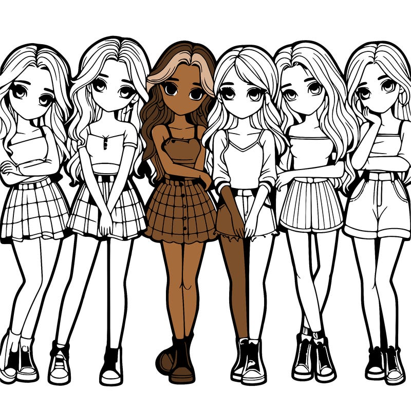 a group of girls realistic