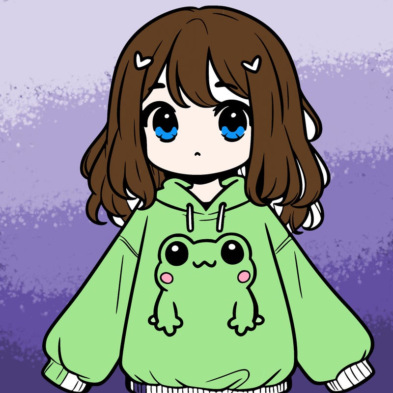 girl wearing frogging sweatshirt
