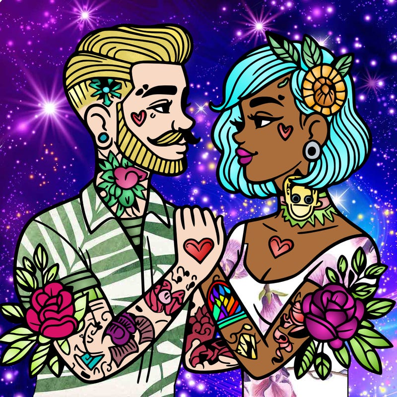 couple in love with tattoos