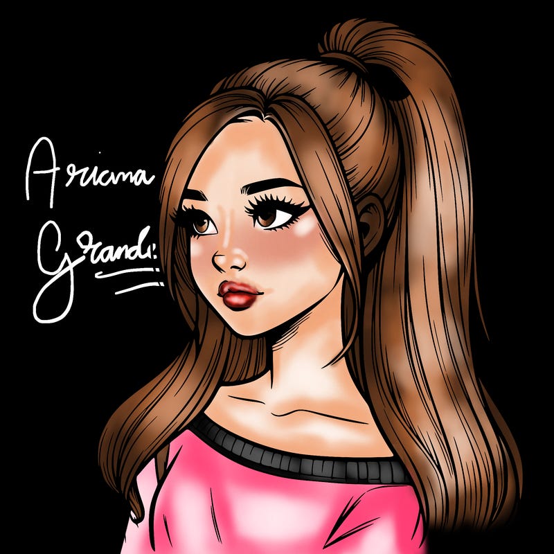 realistic girl with a high ponytail