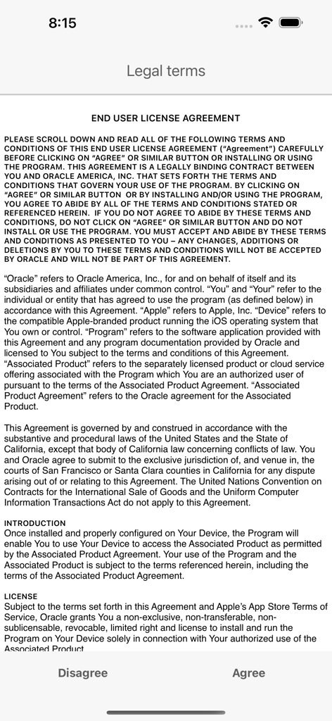 Yuuka Yuuka Sushi - Rechtliche Bedingungen für die Yuuka Yuuka Sushi-App, die die Endbenutzer-Lizenzvereinbarung mit Zustimmungs- und Ablehnungs-Schaltflächen anzeigt.