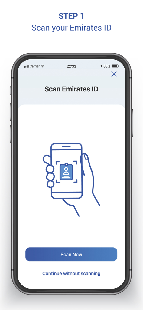 AECB CreditReport - AECB CreditReport app screen showing how to scan an Emirates ID