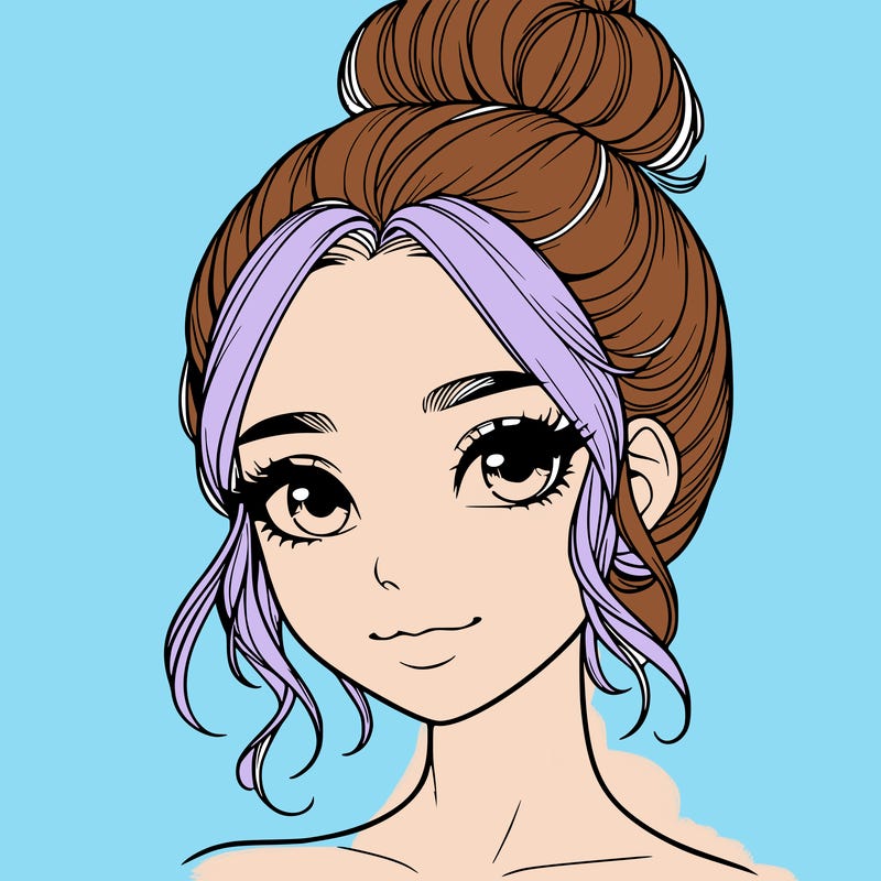 realistic pretty girl with hair in bun
