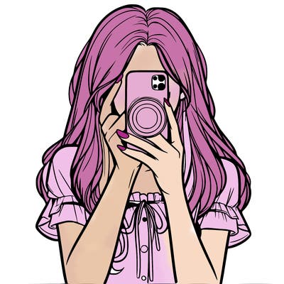 a realistic girl holding her phone taking pictures