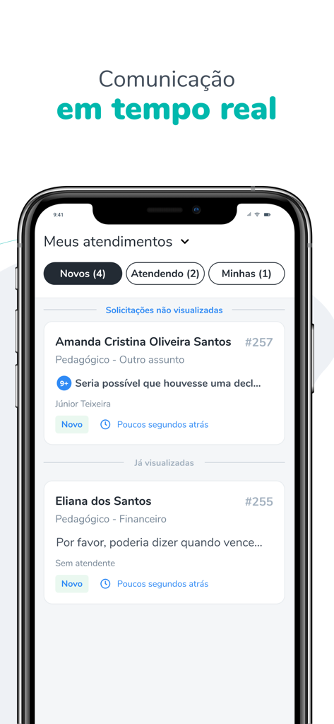 Sophia plusアプリのインターフェース画面。リアルタイムの学校コミュニケーションとサービスリクエストが表示されています。