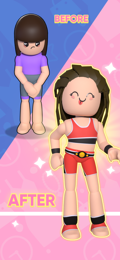 Famous Fashion - Dress Up Game - Before and after fashion makeover of a character in the Famous Fashion dress up game