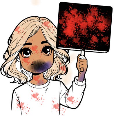 realistic girl holding up a sign