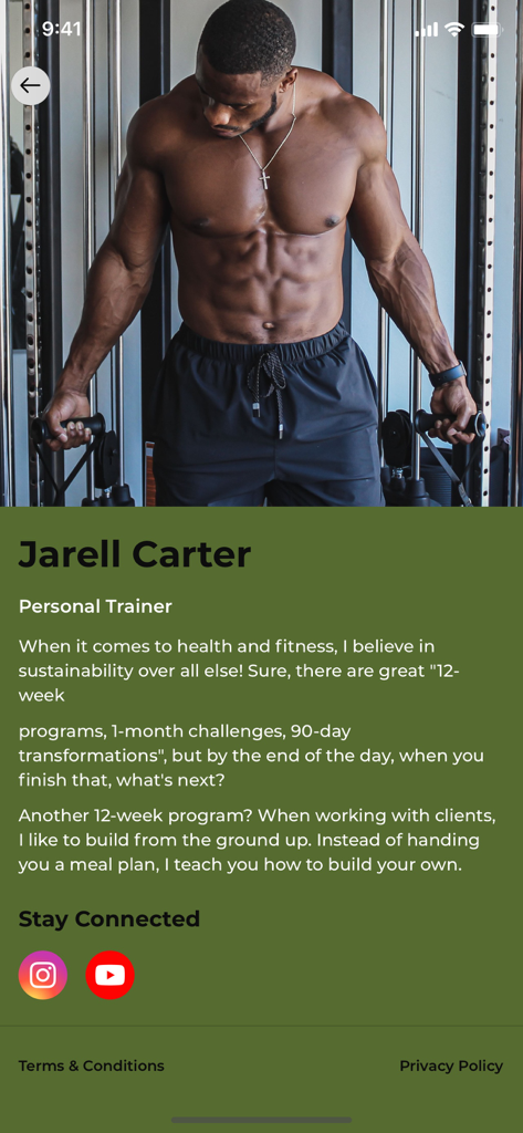 Momentum Fit - Personal trainer Jarell Carter profile in the Momentum Fit app