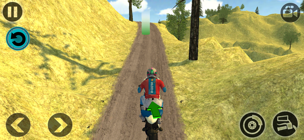 Wheelie Offroad Moto 3D Stunts - Un piloto de moto de cross en una pista todoterreno montañosa en un juego de acrobacias de motocross 3D