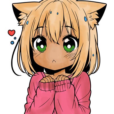 shy anime catgirl