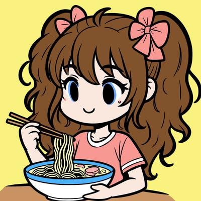 a girl eating ramen