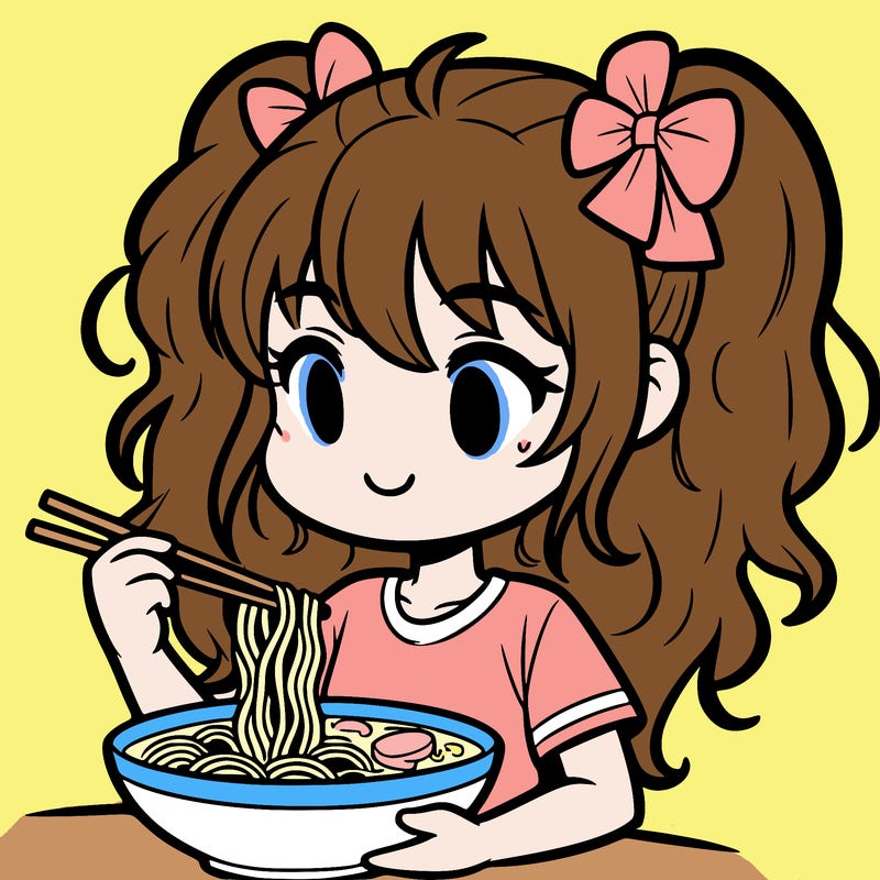 a girl eating ramen