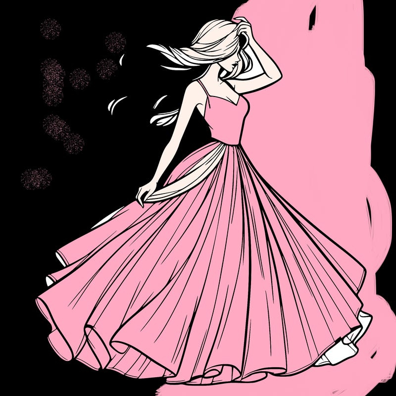 realistic woman with dress flowing in the wind