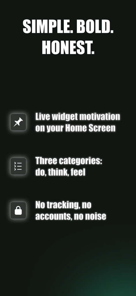 Stop Doomscrolling: AntiApp - ミニマルなデザインとプライバシーおよびウィジェットへの集中を強調する、AntiAppの機能リスト。