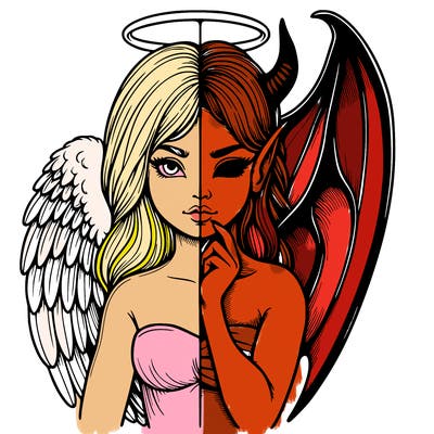 realistic angel half demon