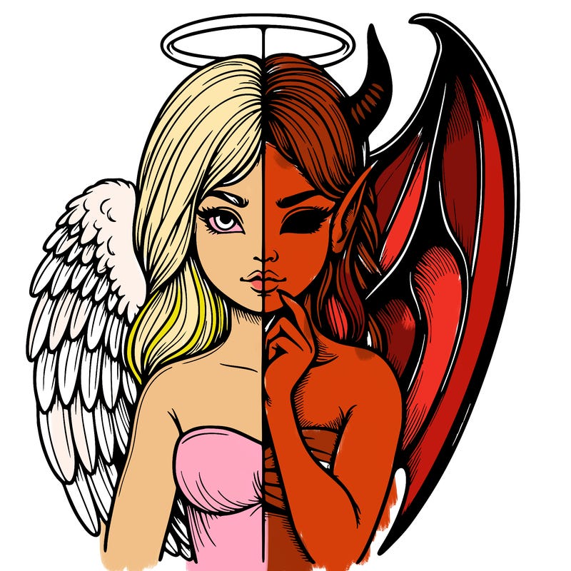 realistic angel half demon